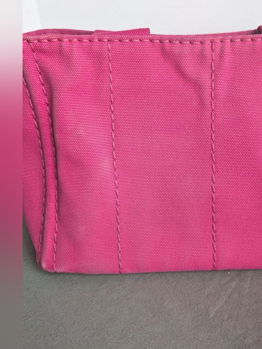 PRADA Pink Canapa Canvas PM Tote With Strap - Picture 12 of 16